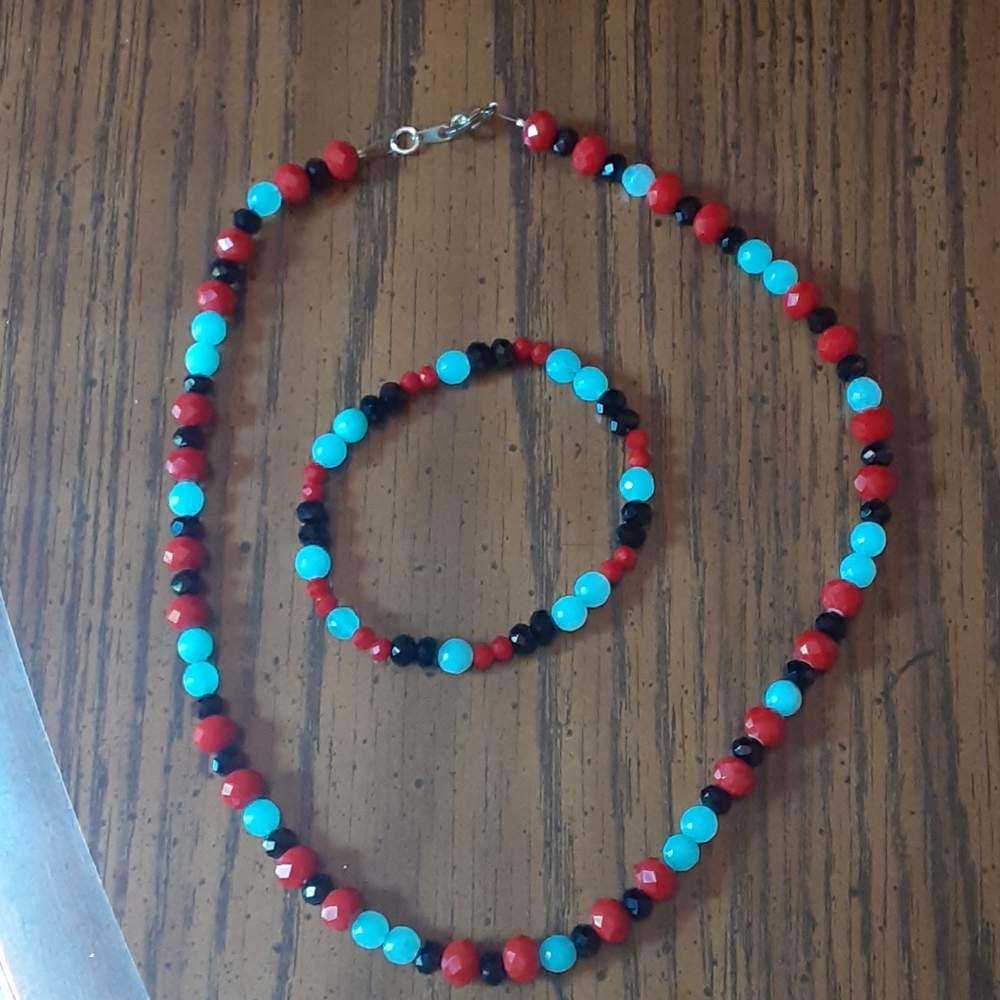 Handcrafted beaded necklace and bracelet